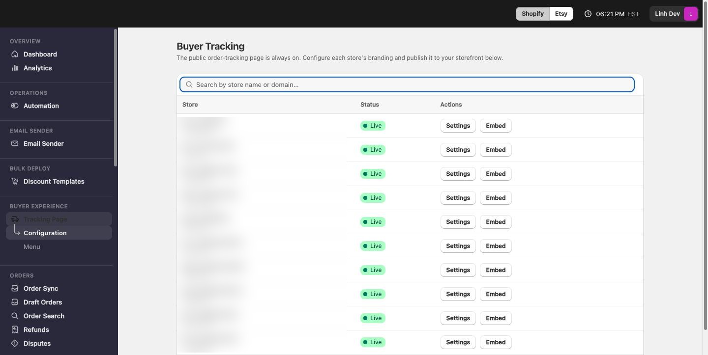 Branded order-tracking pages, live for every store